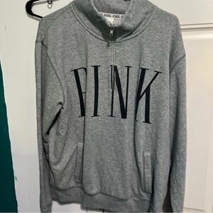 Gray PINK Quarter-Zip Sweatshirt